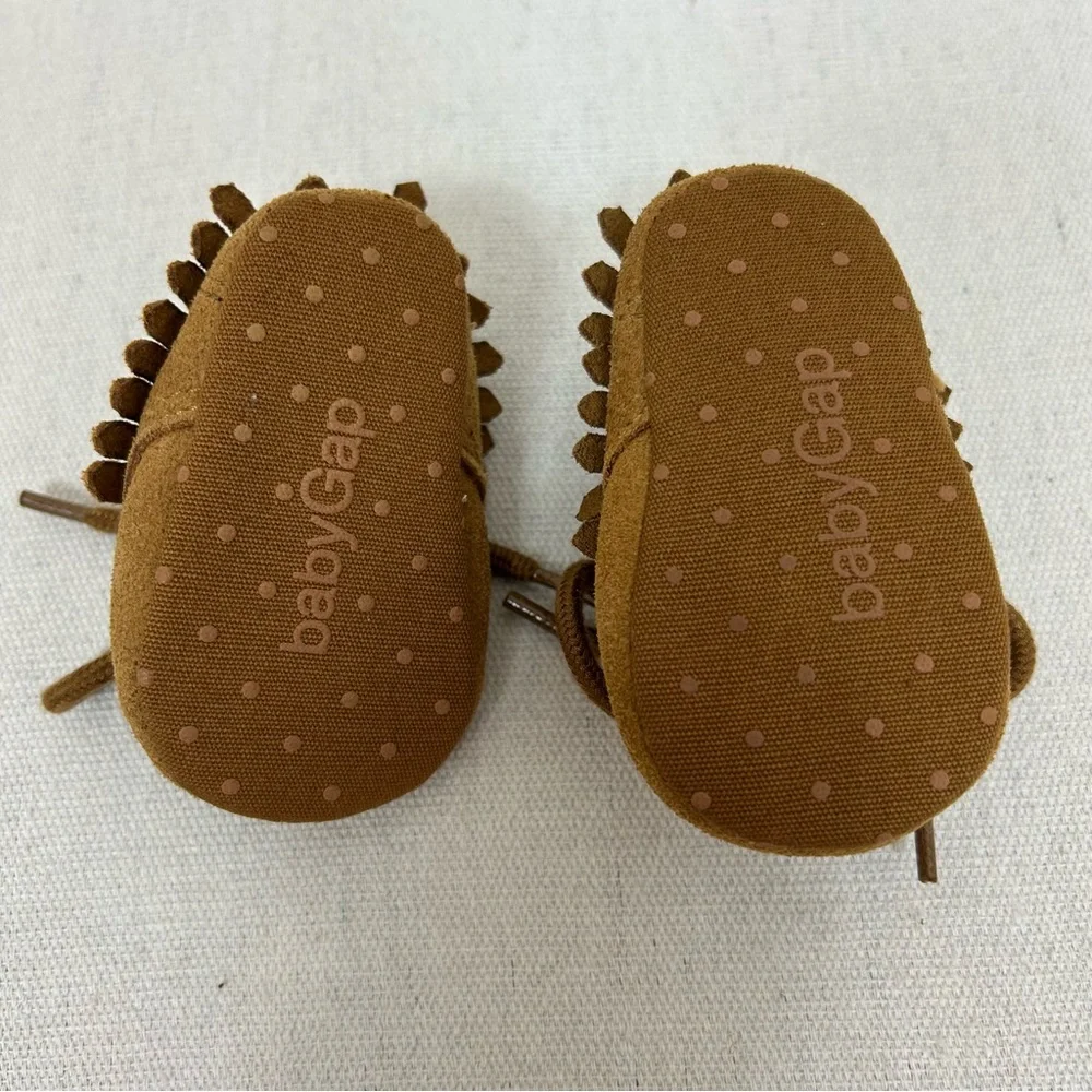 BABY GAP Tan Suede Moccasins with Fringe 0-3 Months
